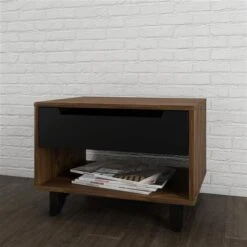 Nexera Barista 1-Drawer Truffle And Black Nightstand