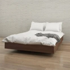 Nexera Platform Bed - Walnut - Queen Size