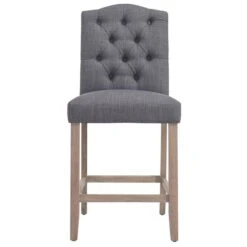 Worldwide Home Furnishings !nspire Grey Button Tufted Fabric Counter Stool (Set Of 2)