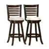 CorLiving Woodgrove Cream Leatherette Seat Swivel Bar Stool (Set Of 2)