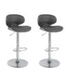 CorLiving Grey Leatherette Curved Adjustable Bar Stool (Set Of 2)