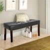 CorLiving Fresno 11-Lbs 19-In X 35-In X 15-In Black Leatherette 12-Panel Indoor Bench