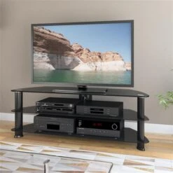 CorLiving Laguna Satin Black TV Stand For TVs Up To 60 Inches