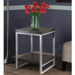 Winsome Wood Jared 18.03-in X 24.49-in Espresso Metal Table