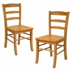 Winsome Wood Benjamin 17.79-in Light Oak Ladder Back Dining Chair (Set Of 2)
