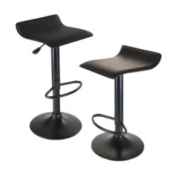Winsome Wood Obsidian Lift Black Metal Stools 15.1-in X 22.68-in
