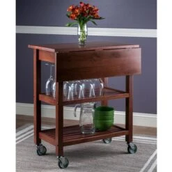 Winsome Wood 33.07-in Walnut Wood Jonathan Kitchen Cart
