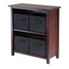 Winsome Wood Verona 28 X 30-in 2 Section Storage Shelf With 4 Baskets Walnut Black