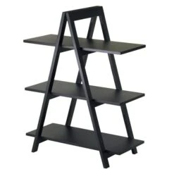 Winsome Wood Aaron 38.30-in X 30.10-in X 15.20-in Black 3-Tier A-Frame Shelf