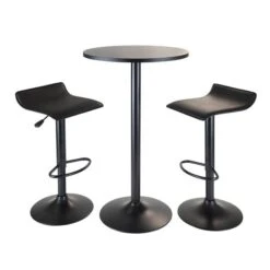 Winsome Wood Obsidian Black 3 Piece Faux Leather Dining Set