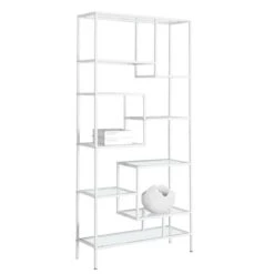 Monarch Specialties Monarch 72-in X 32-in X 12-in White Metal Bookcase