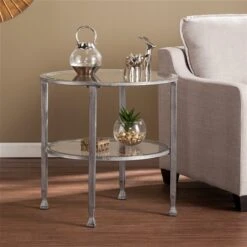 Southern Enterprises Lea Silver/Distressed Black Glass Round End Table -Rona shop 330949667 AlternateImage1 l