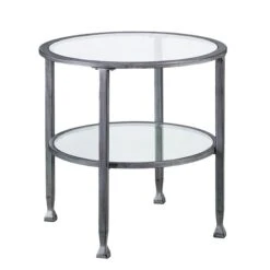 Southern Enterprises Lea Silver/Distressed Black Glass Round End Table -Rona shop 330949667 MainImage 001 l