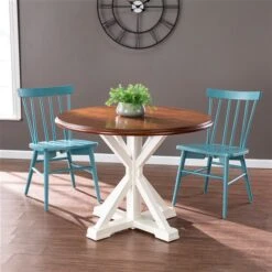 Southern Enterprises Bedelia White/Dark Brown Round Fixed Standard Wood Table With Antique White Wood Base -Rona shop 330949765 AlternateImage1 l