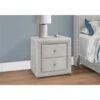 Monarch Specialties Velvet Light Grey Nightstand