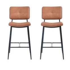 Homycasa Independence Vintage Brown Bar Height (27-in To 35-in) Upholstered Bar Stool - 2-Pack
