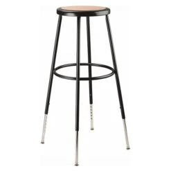 National Public Seating 6200 Series Adjustable Height Brown And Black Steel Bar Stools - 2-Pack