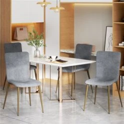 Homycasa Scargill Beige And Gold Upholstered Dinning Chair With Metal Frame - Set Of 4 -Rona shop 330967813 AlternateImage1 l