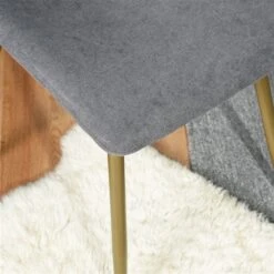 Homycasa Scargill Beige And Gold Upholstered Dinning Chair With Metal Frame - Set Of 4