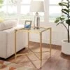 Southern Enterprises Andley Natural Brown/Champagne Glass Square End Table