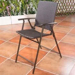 Costway Outdoor Brown Metal Solid Standard Folding Chair - Set Of 4 -Rona shop 330972967 AlternateImage4 l