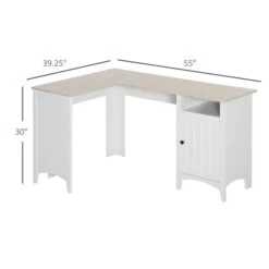 HomCom 17.75-in White Modern/Contemporary L-Shaped Desk