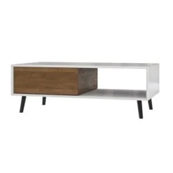 Bestar Alga White/Walnut Brown Composite Coffee Table