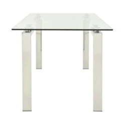 Plata Import Roca Fixed Rectangular Standard (30-in H) Glass Table With Silver Stainless Steel Base -Rona shop 330987771 AlternateImage3 l
