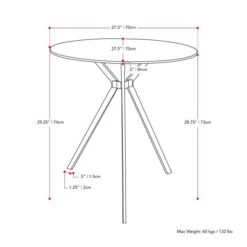 CorLiving Eliana 27.5-in Glass Top Trestle Bistro Table With Black Iron Legs