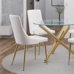 !nspire White Contemporary Faux Leather Upholstered Side Chairs With Metal Frame - Set Of 2 -Rona shop 330996148 AlternateImage1 l