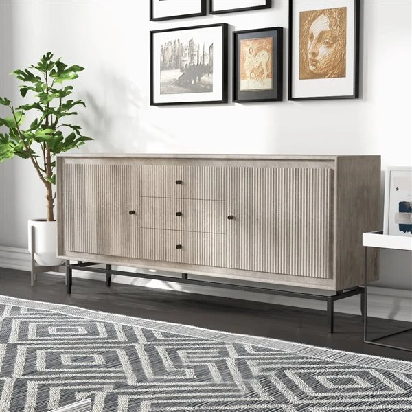 Gild Design House Camilo 3-Door Grey/Brown Mango Wood Sideboard - 69-in 3 Gild Design House Camilo 3-Door Grey/Brown Mango Wood Sideboard - 69-in