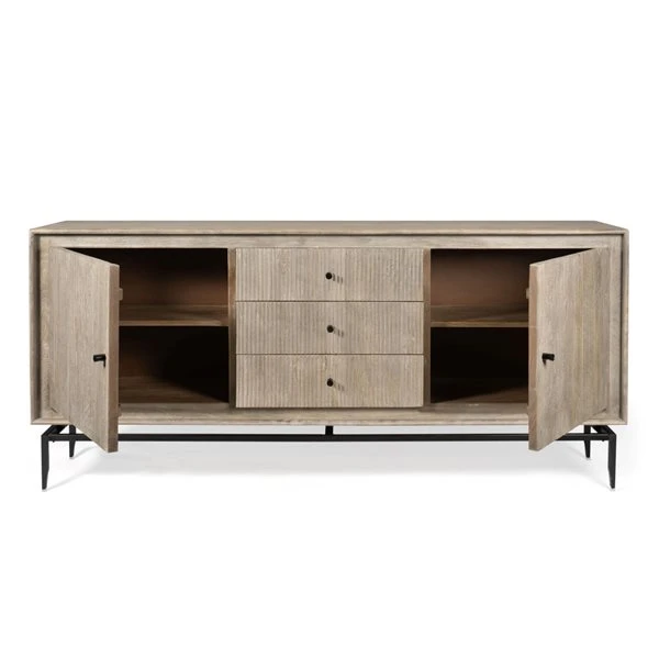 Gild Design House Camilo 3-Door Grey/Brown Mango Wood Sideboard - 69-in 7 Gild Design House Camilo 3-Door Grey/Brown Mango Wood Sideboard - 69-in - Image 5