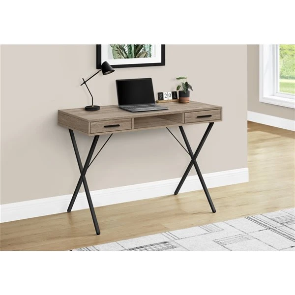 Monarch Specialties 42-in Dark Taupe Faux Wood Modern/Contemporary Computer Desk 3 Monarch Specialties 42-in Dark Taupe Faux Wood Modern/Contemporary Computer Desk