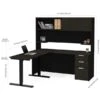 Bestar Pro-Concept Plus L-Standing Desk With Pedestal And Hutch - Deep Grey And Black -Rona shop 331025111 AlternateImage3 l