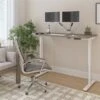 Bestar Viva 60-in Electric Standing Desk With Monitor Arms - Walnut Grey