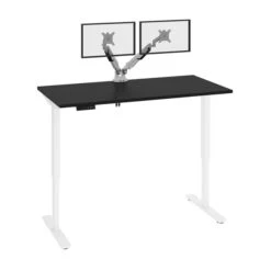 Bestar Viva 60-in Electric Standing Desk With Monitor Arms - Black