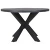 WHI Distressed Grey Wood Round Fixed Standard (30-in H) Table With Black Metal Base