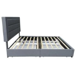 !nspire Grey Queen Upholstered Bed With Integrated Storage And Adjustable Headboard