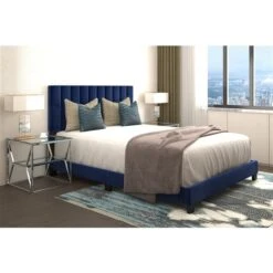 WHI 60-in Blue Queen Velvet Upholstered Bed -Rona shop 331025350 AlternateImage1 l