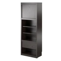 Signature Sleep Espresso Side Cabinet For Wall Bed With Pullout Nightstand