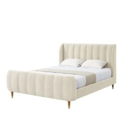 Inspired Home Eleazar Beige Queen Platform Bed