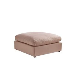 Inspired Home Yaritza Modern Pink Linen Square Ottoman