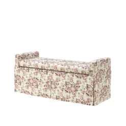 Inspired Home Cierra Modern Cluster Red Linen Storage Accent Bench