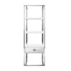 Inspired Home Nicole Miller Maui Bookshelf With 1 Drawer And 3 Shelves In White/Chrome