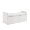 Inspired Home Cierra Modern Pure White Linen Storage Accent Bench