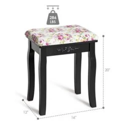 Costway 16-in W X 20-in H Black Rectangular Makeup Vanity Stool With Padded Cushion 10 Costway 16-in W X 20-in H Black Rectangular Makeup Vanity Stool With Padded Cushion -Rona shop 331026445 AlternateImage1 l