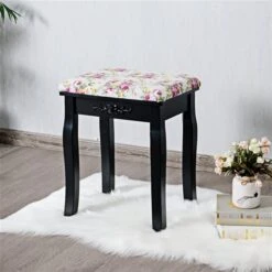 Costway 16-in W X 20-in H Black Rectangular Makeup Vanity Stool With Padded Cushion 9 Costway 16-in W X 20-in H Black Rectangular Makeup Vanity Stool With Padded Cushion -Rona shop 331026445 AlternateImage2 l