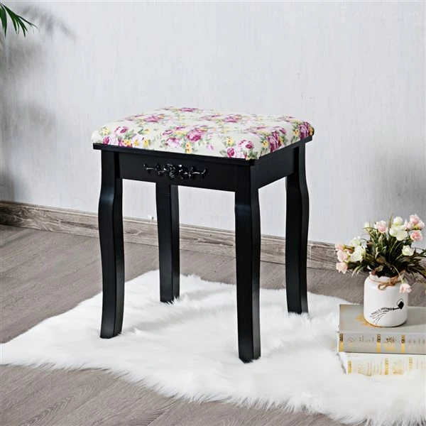 Costway 16-in W X 20-in H Black Rectangular Makeup Vanity Stool With Padded Cushion 5 Costway 16-in W X 20-in H Black Rectangular Makeup Vanity Stool With Padded Cushion - Image 3