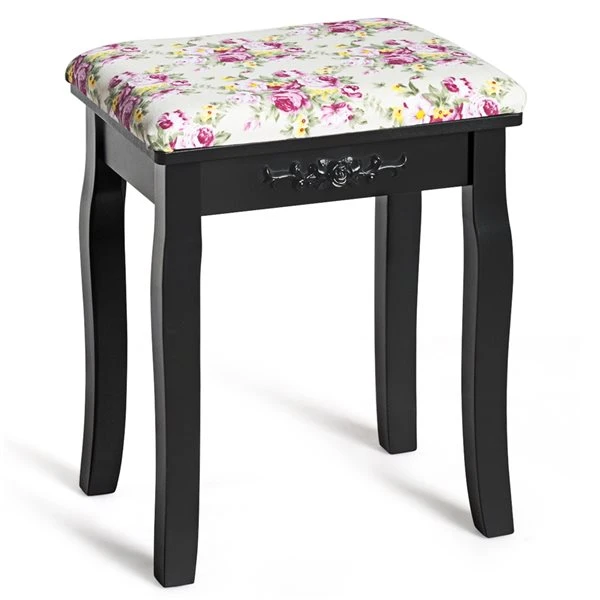 Costway 16-in W X 20-in H Black Rectangular Makeup Vanity Stool With Padded Cushion 7 Costway 16-in W X 20-in H Black Rectangular Makeup Vanity Stool With Padded Cushion - Image 5