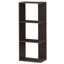 Costway Brown Wood 3-Shelf Corner Bookcase - Set Of 2